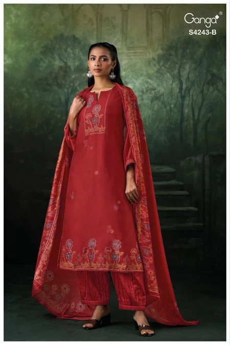 Wynsera 4243 By Ganga Bemberg Russian Silk Salwar Suits Suppliers In India
